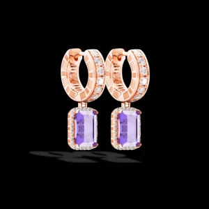 Fashion MJ Jones Jewel Cage Earrings Purple Amethyst