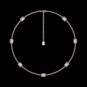 Clearance MJ Jones Jewel Multi Charm Necklace Purple Amethyst