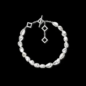 Online MJ Jones White Keshi Pearl Bracelet